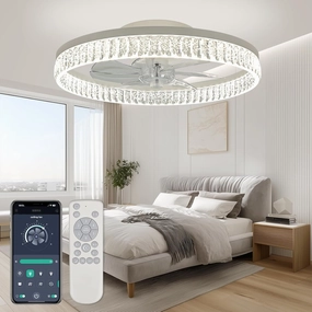 ropelux Ceiling Fan with Light (Crystal-White) App-controlled remote fan for convenience