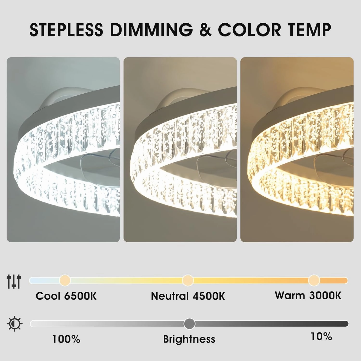 ropelux Ceiling Fan with Light (Crystal-White)