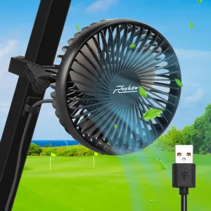 Roykaw Portable USB Powered Golf Cart Fan Compatible with EZGO Club Car Yamaha models with Square Tubing,3 Speed Setting & 360Rotation, Long Endurance & Low Noise, Quick Release and won't fall out 360-degree rotating fan for home use