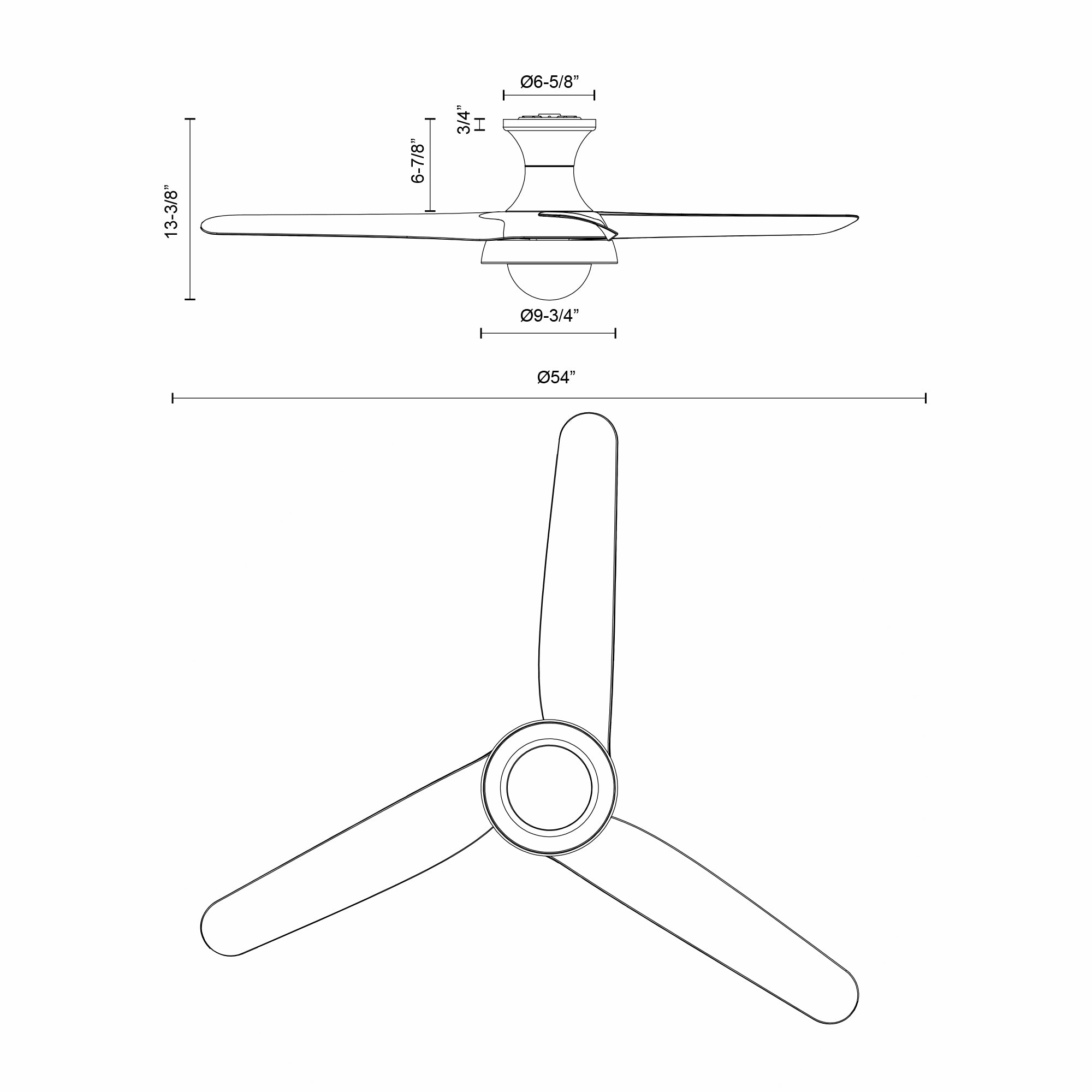 Rubio-H 54"Ceiling Fan Matte Black