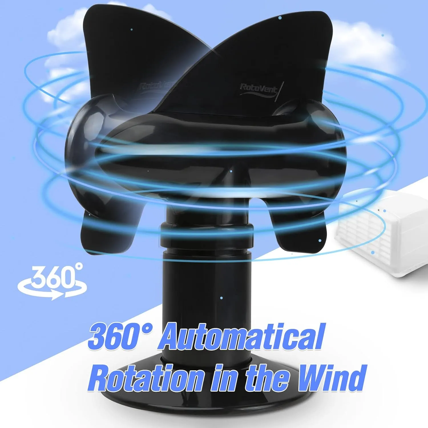 RV Sewer Vent, RV Rotating Sewer Vent Cover, 360 Rotating Siphon RV Vent for Holding Tank - Black, 1 Pack