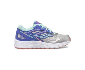 Saucony Shoes Cohesion 14 Lace Sneaker Silver/Periwinkle/Turquoise (13c-5y)