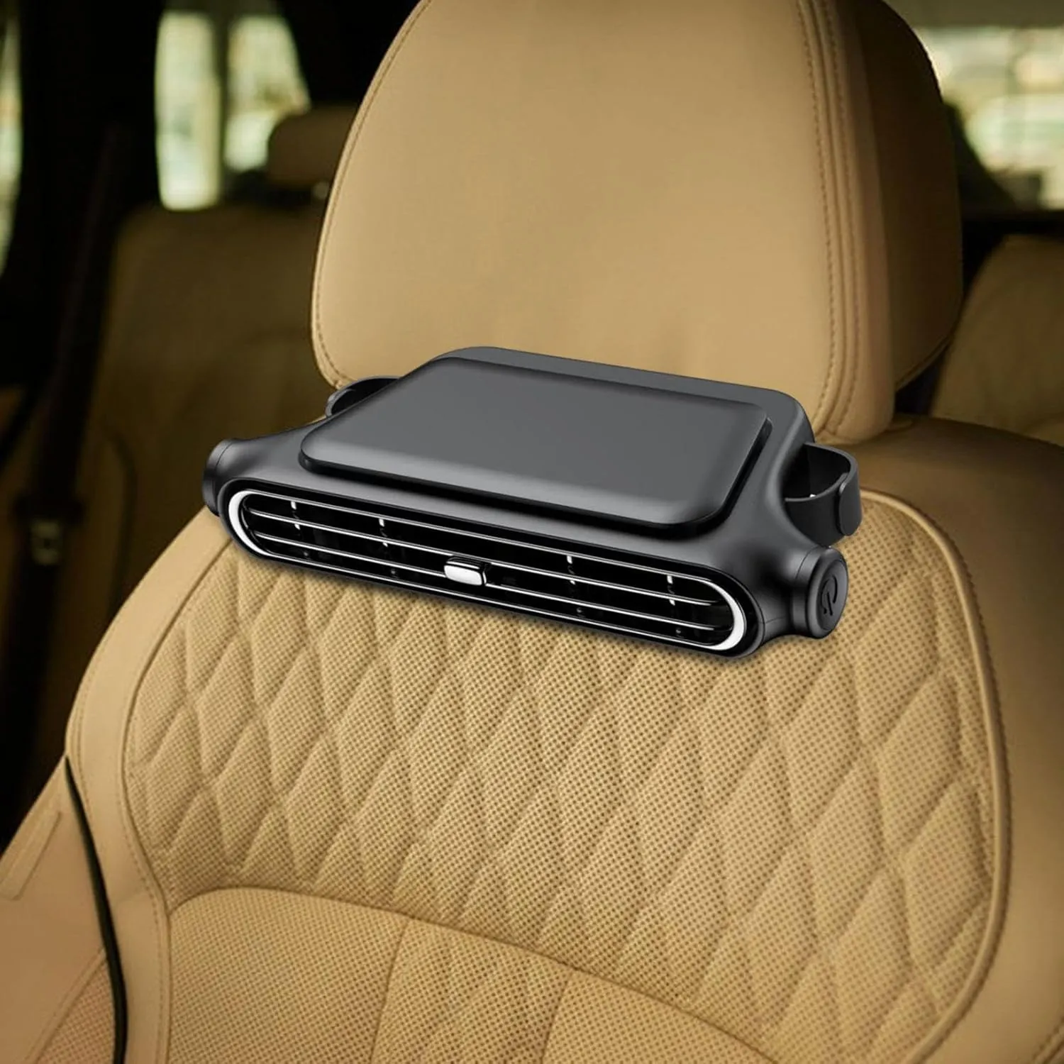 Seat Ventime for The Rear USB Cap, Personal Fan Cooling at 3 Speeds for Children Men Men, Black