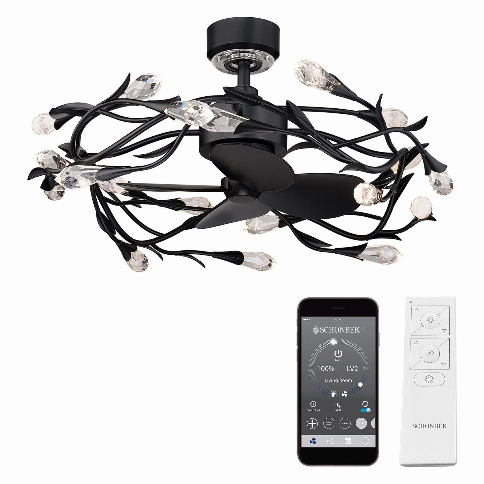 Secret Garden 32" LED Smart Fandelier ceiling fans with integrated LED lighting