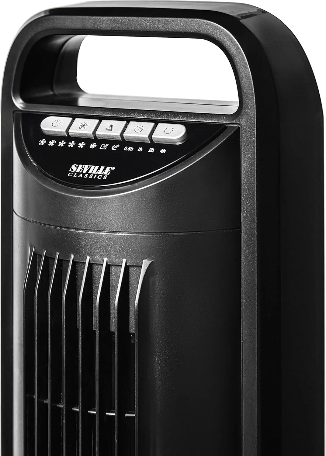 Seville Classics UltraSlimline Indoor Bladeless Oscillating Tower Fan Quiet Cooling LED Display Space-Saving for Home w/Remote and 7.5H Timer, Black, 40" 5-speed (115 degrees)