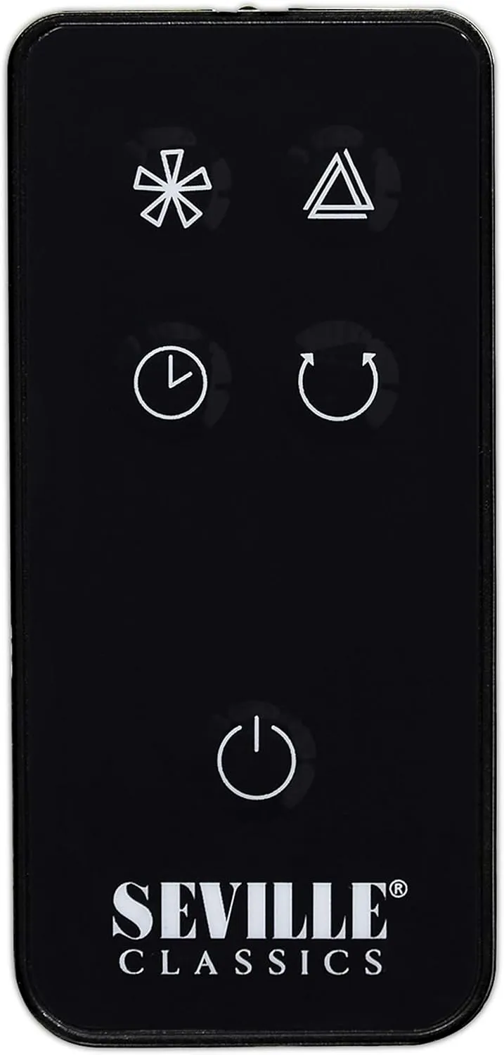Seville Classics UltraSlimline Indoor Bladeless Oscillating Tower Fan Quiet Cooling LED Display Space-Saving for Home w/Remote and 7.5H Timer, Black, 40" 5-speed (115 degrees)