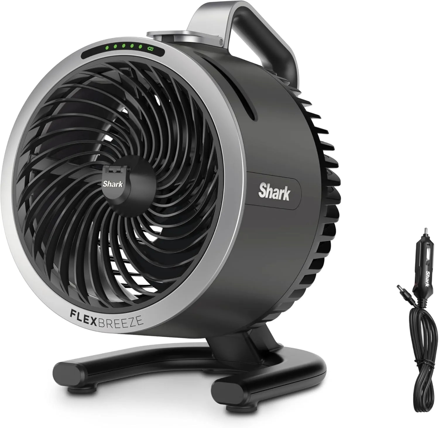 Shark FlexBreeze HydroGo Fan   Car Charger  Ultra-powerful portable fan that mists indoors & outdoors. Up to 70 feet, up to 12-hr. battery, 5 speeds, breeze modes & misting, Grey, FA052QDG Tower bladeless fan for modern homes