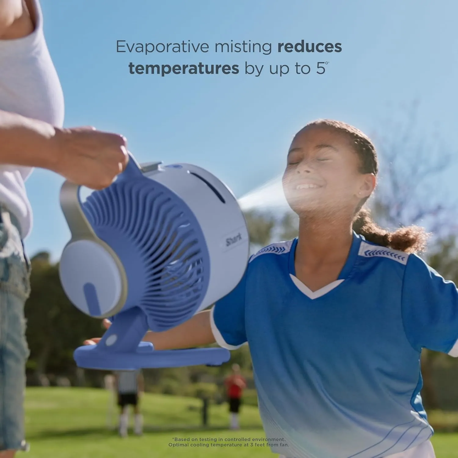 Shark FlexBreeze HydroGo FanUltra-powerful portable fan with indoor   outdoor mist, Up to 70 feet of reach, corded & cordless, up to 12-hr. battery, 5 speeds, evaporative misting, Glacier, FA052BL