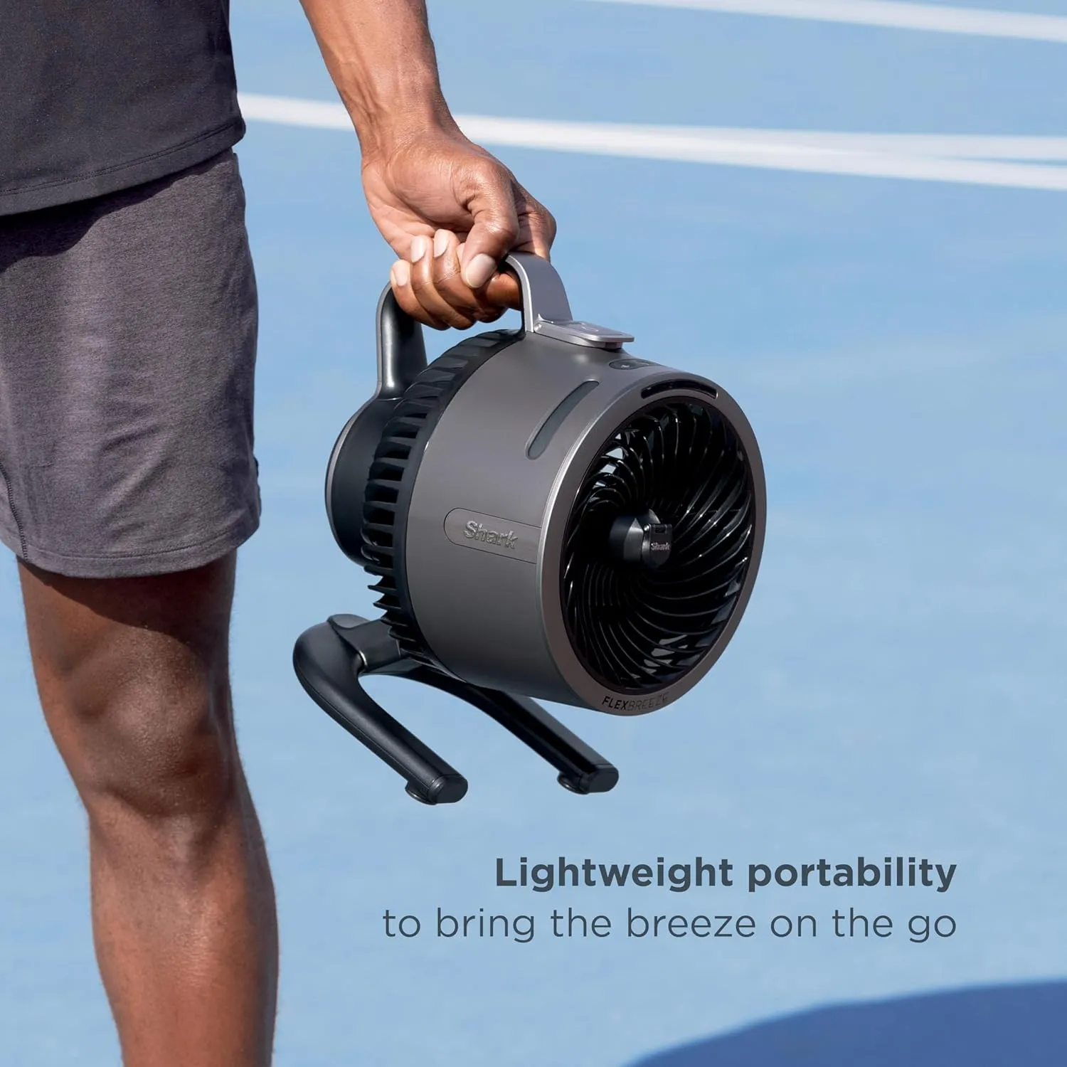 Shark FlexBreeze HydroGo FanUltra-powerful portable fan with indoor   outdoor mist, Up to 70 feet of reach, corded & cordless, up to 12-hr. battery, 5 speeds, evaporative misting, Glacier, FA052BL