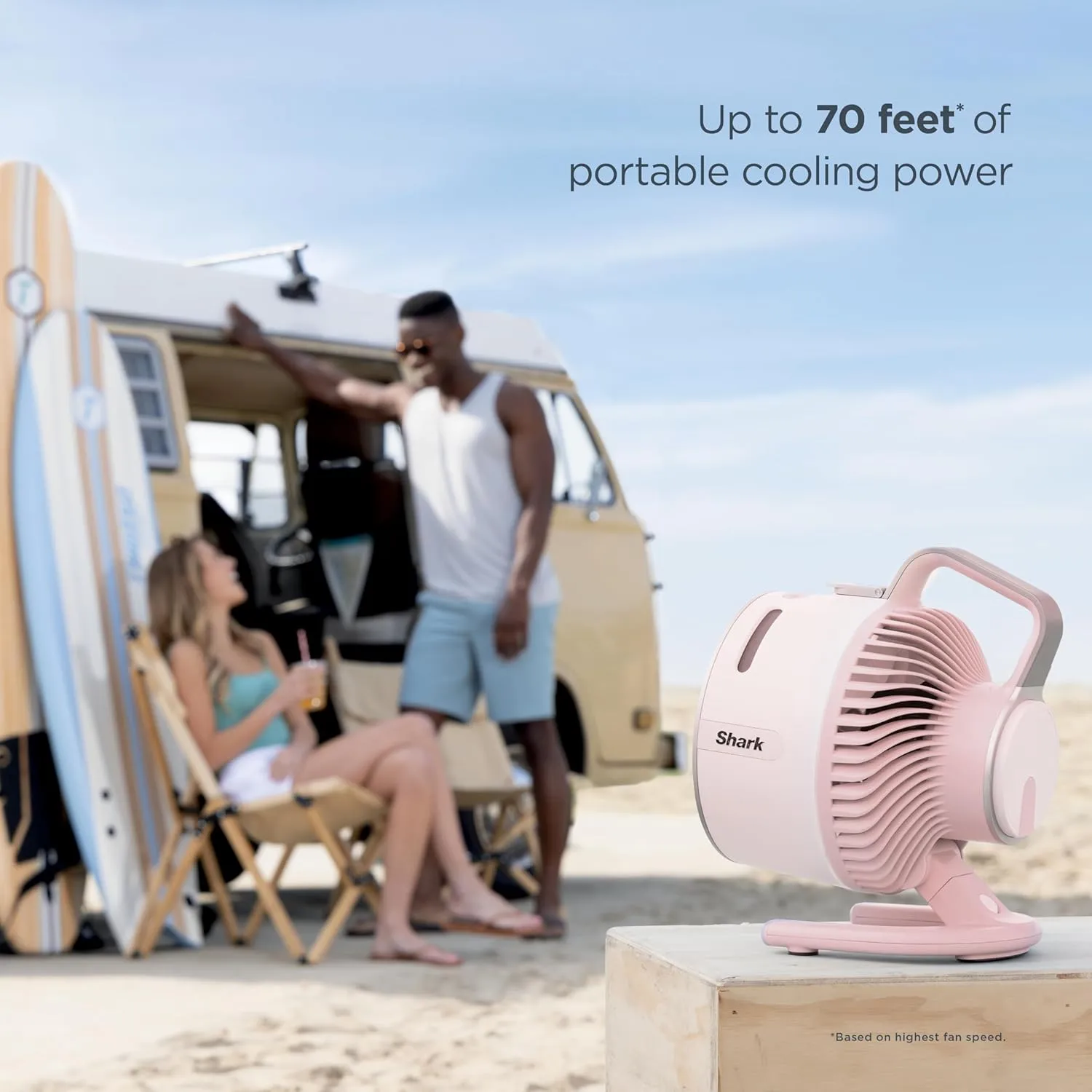 Shark FlexBreeze HydroGo FanUltra-powerful portable fan with indoor   outdoor mist, Up to 70 feet of reach, corded & cordless, up to 12-hr. battery, 5 speeds, evaporative misting, Glacier, FA052BL