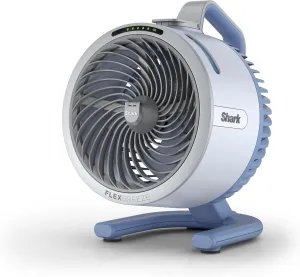 Shark FlexBreeze HydroGo FanUltra-powerful portable fan with indoor   outdoor mist, Up to 70 feet of reach, corded & cordless, up to 12-hr. battery, 5 speeds, evaporative misting, Glacier, FA052BL Battery-powered portable fan