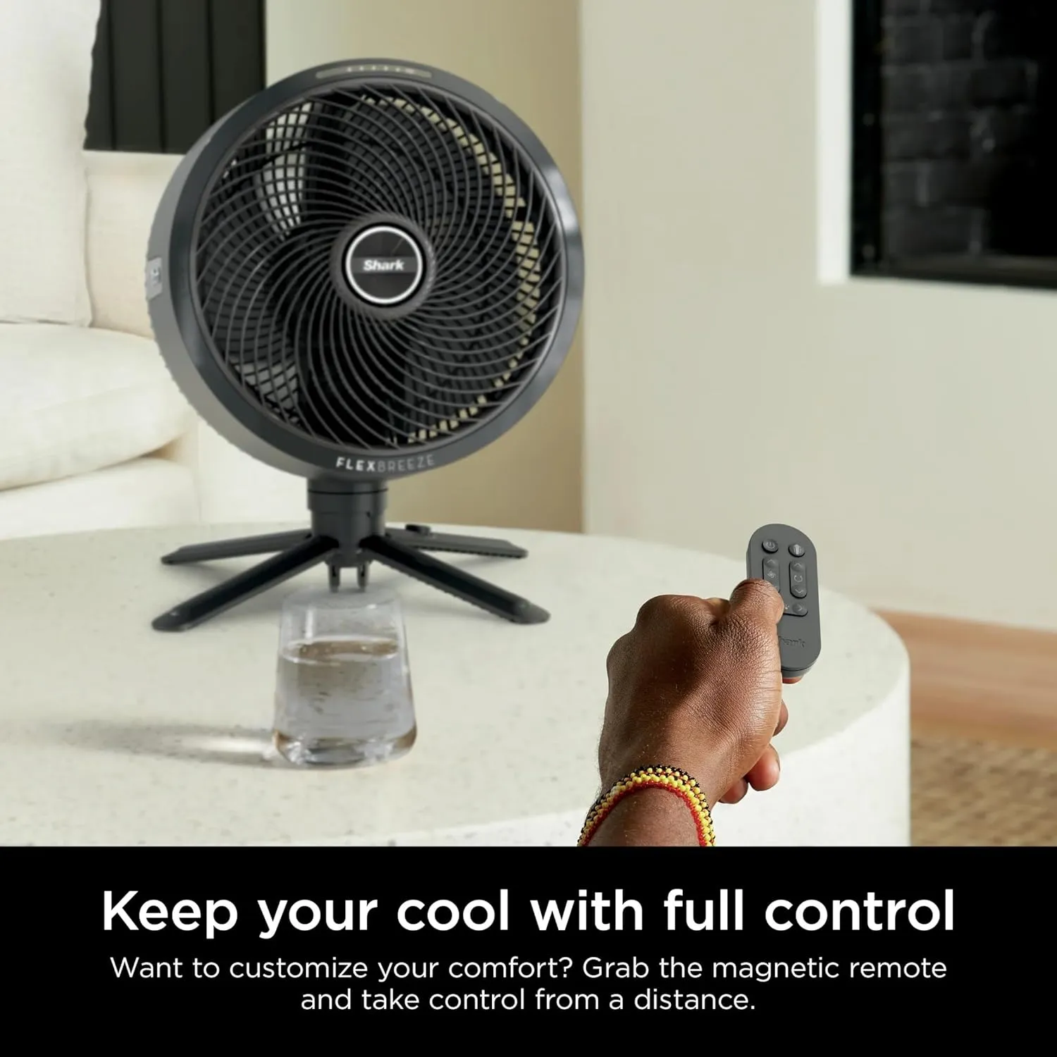 Shark FlexBreeze Pedestal & Tabletop Fan, Indoor & Outdoor, Portable, Oscillating Fan with Remote, Quiet, Powerful, Corded & Cordless, White (Renewed)