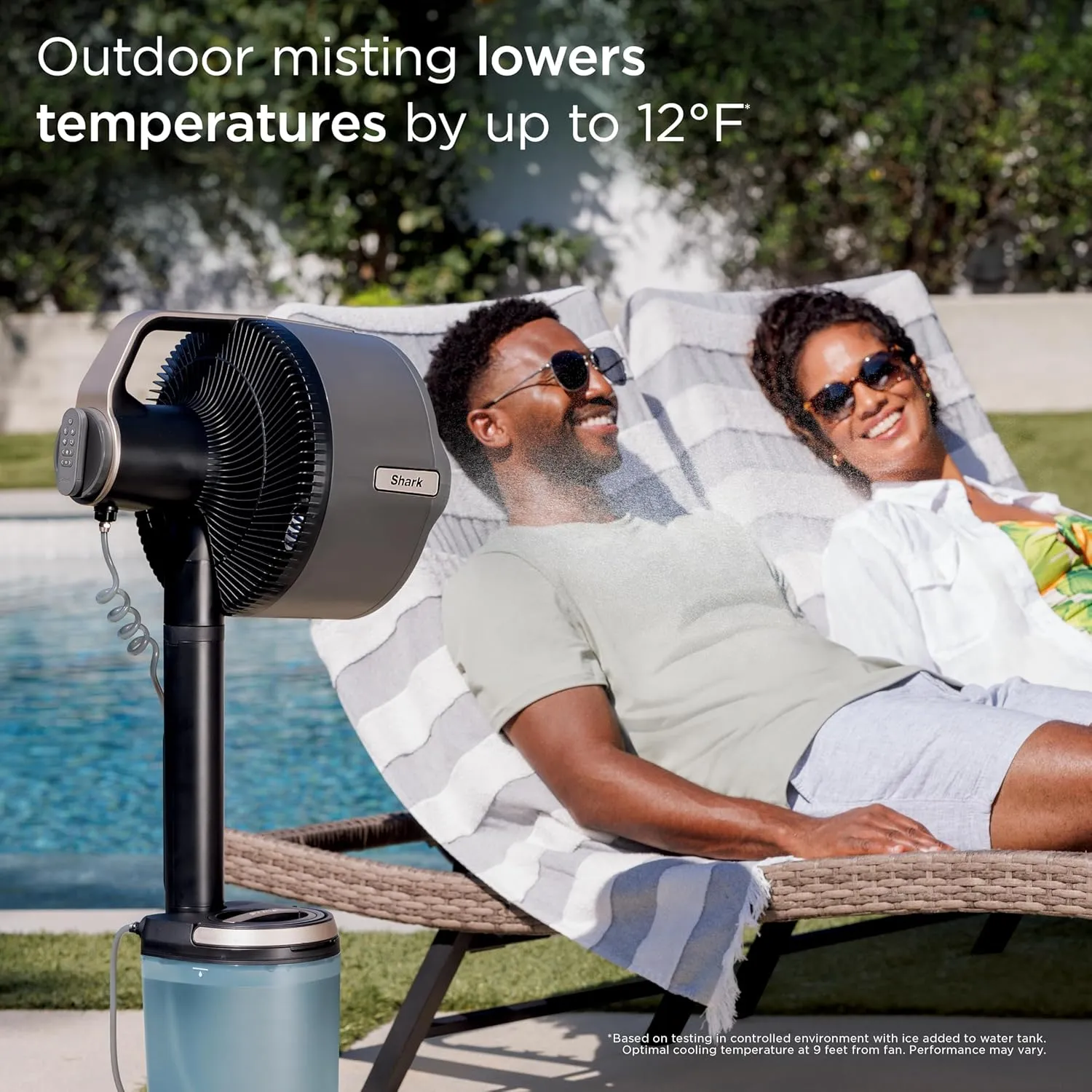 Shark FlexBreeze Pro Mist Fan  Indoor & Outdoor, Integrated Misting, Pedestal to Tabletop, Corded or Cordless, Up to 24-Hr Battery, Oscillating, Charcoal Grey, FA302 (2025 Release)