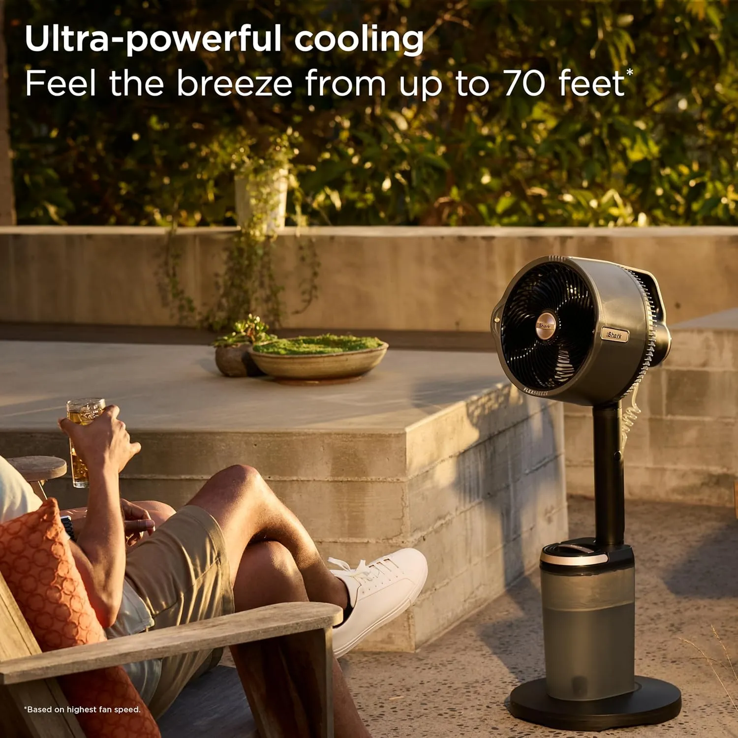 Shark FlexBreeze Pro Mist Fan  Indoor & Outdoor, Integrated Misting, Pedestal to Tabletop, Corded or Cordless, Up to 24-Hr Battery, Oscillating, Charcoal Grey, FA302 (2025 Release)