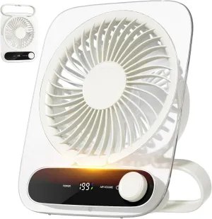 Shintrend Portable Desk Fan - USB Rechargeable Small Personal Fan, Battery Operated with Variable Speeds, Ultra Quiet 180 Tilt Foldable for Home Office Beach Outdoor Cruise Travel Essentials, White USB desktop fan for workspace