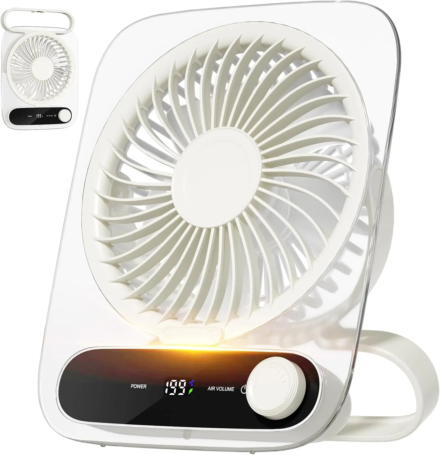 Shintrend Portable Desk Fan - USB Rechargeable Small Personal Fan, Battery Operated with Variable Speeds, Ultra Quiet 180 Tilt Foldable for Home Office Beach Outdoor Cruise Travel Essentials, White USB desktop fan for workspace