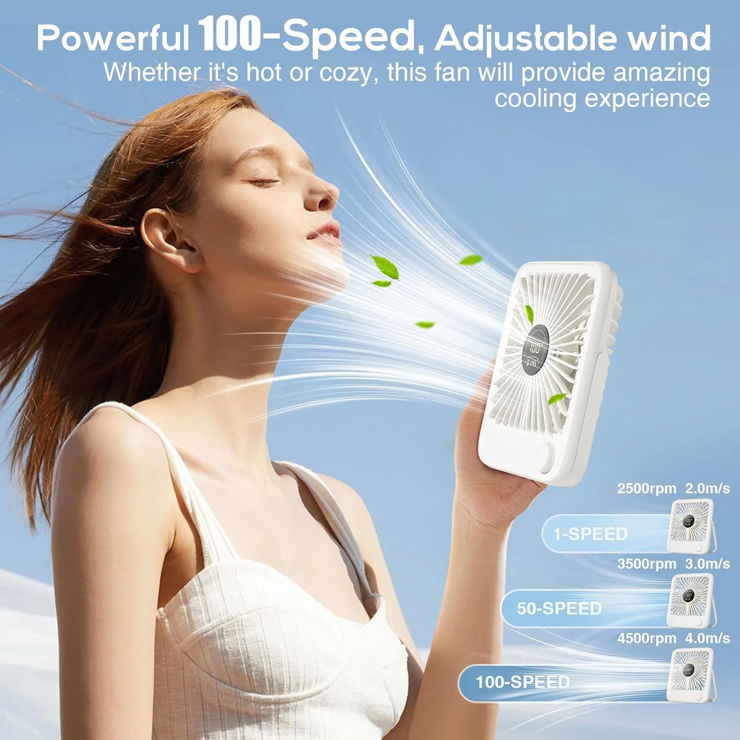Shintrend USB Desk Fan: Portable Travel Fan for Cruise Ship Ultra-Quiet Personal Small Fan with 100 Wind Speeds Rechargeable Battery Powered Fans for Office Work Sleeping Makeup