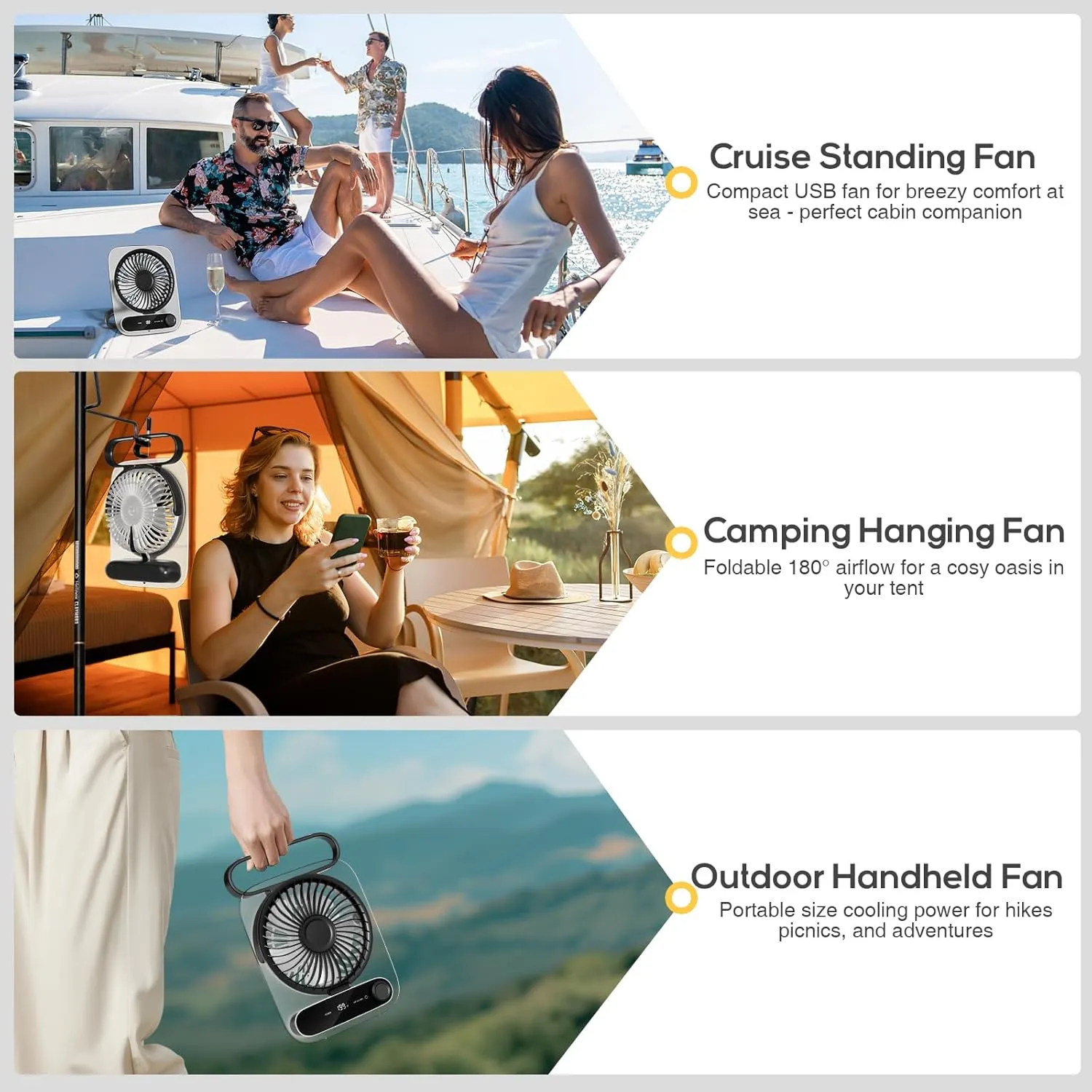 Shintrend USB Desk Fan - Rechargeable Portable Battery Powered Fans, Ultra Quiet 180 Foldable, Variable Speed Small Personal Fan for Bedroom Office Travel Camping Cruise (1, Black)