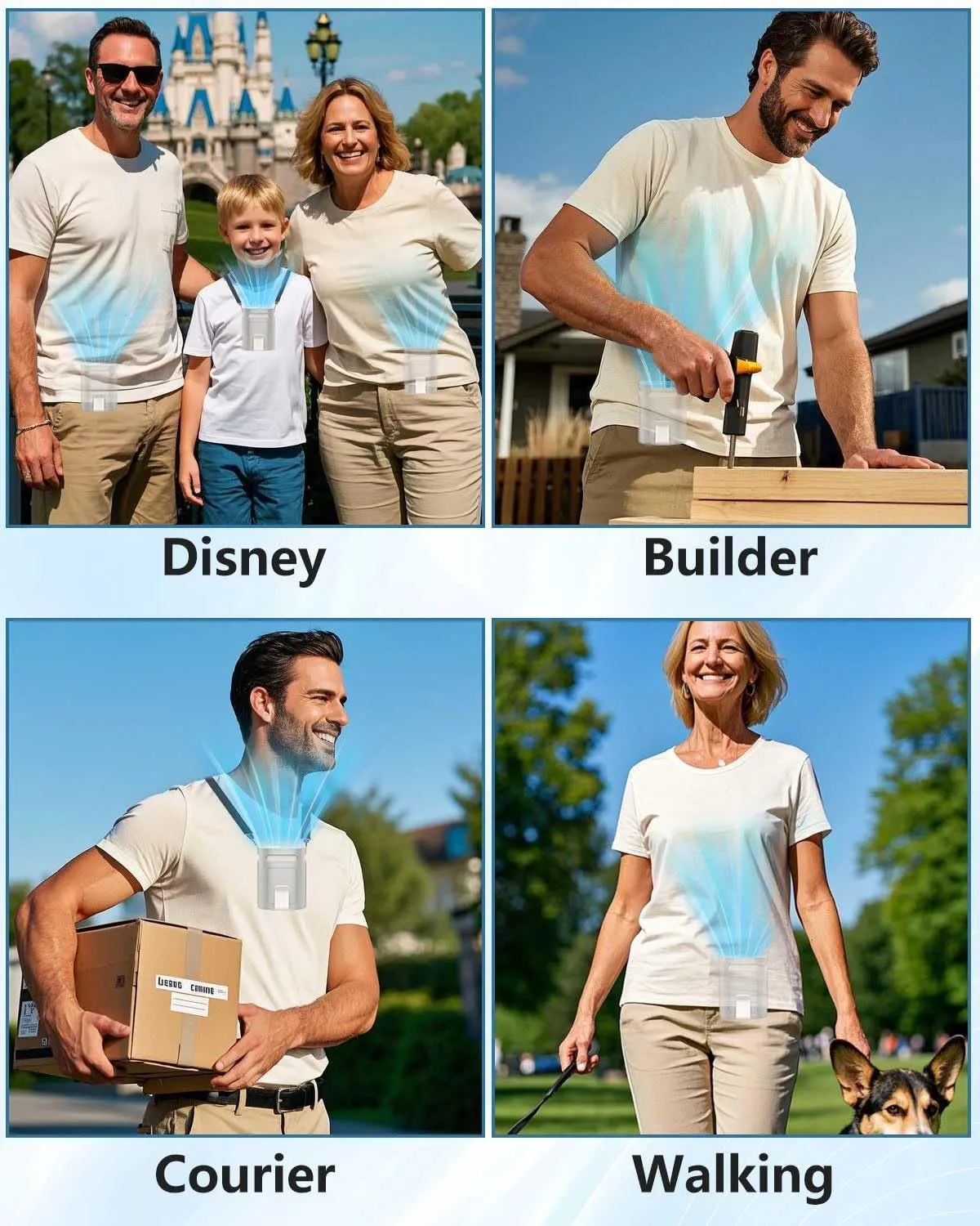 Shirt Fan Clip on Belt Hip Pants Back- Personalized Portable Waist Fans that Blow Cold Air,USB Chargeable Hangs round Neck Cooler Ac,Silencioso Waist Band Body Cooling Products for Woman Man Kid Gray