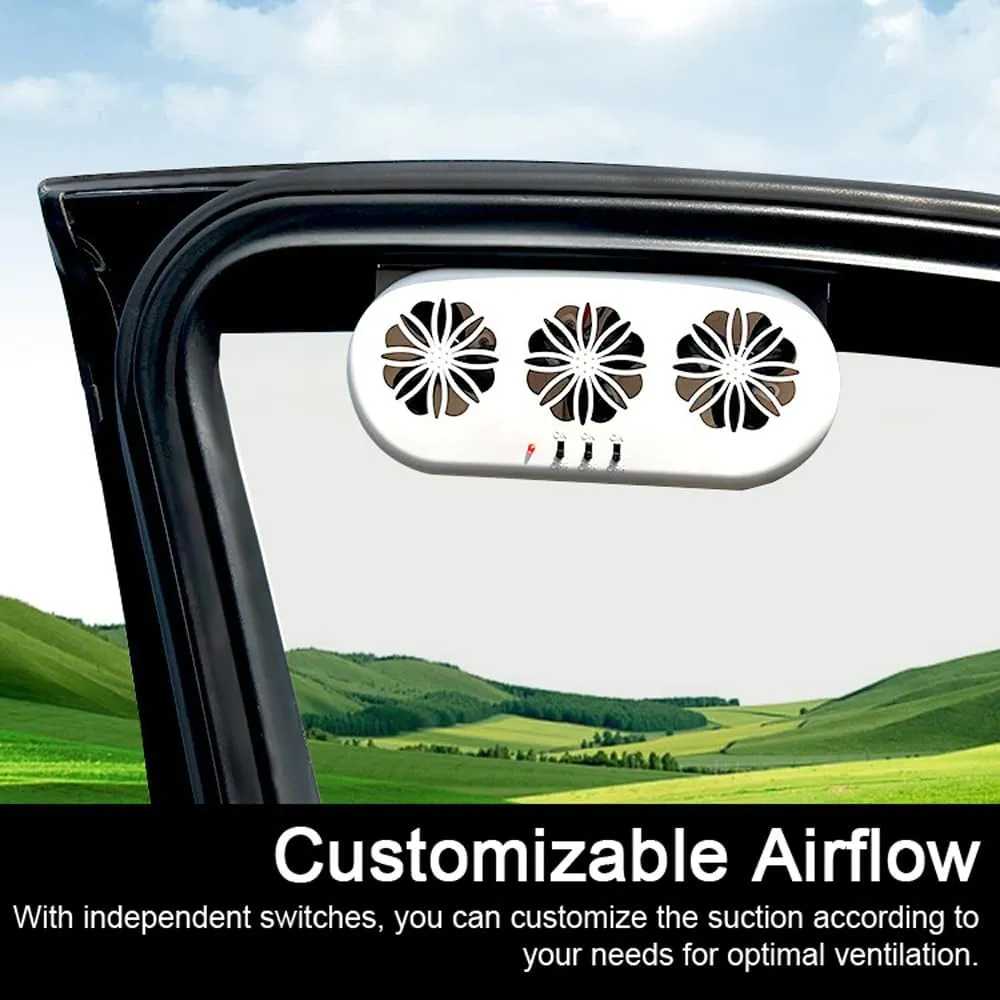 Shkalacar Car Solar Powered Window Exhaust Fan, Air Circulation Fan Ventilator Silent Air Vent Cooler Air Vent Radiator Fans for Backseat or Frontseat,Vehicle Ventilation Fan Independent Switch