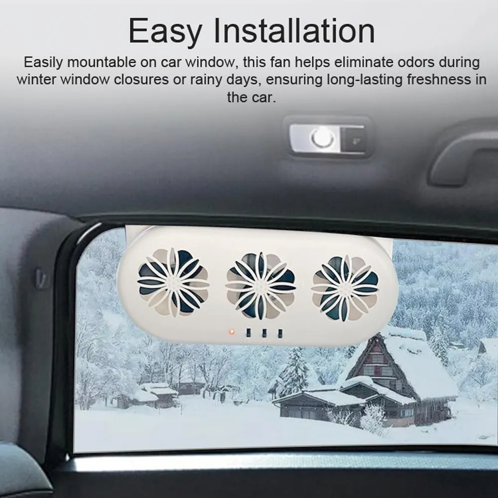 Shkalacar Car Solar Powered Window Exhaust Fan, Air Circulation Fan Ventilator Silent Air Vent Cooler Air Vent Radiator Fans for Backseat or Frontseat,Vehicle Ventilation Fan Independent Switch