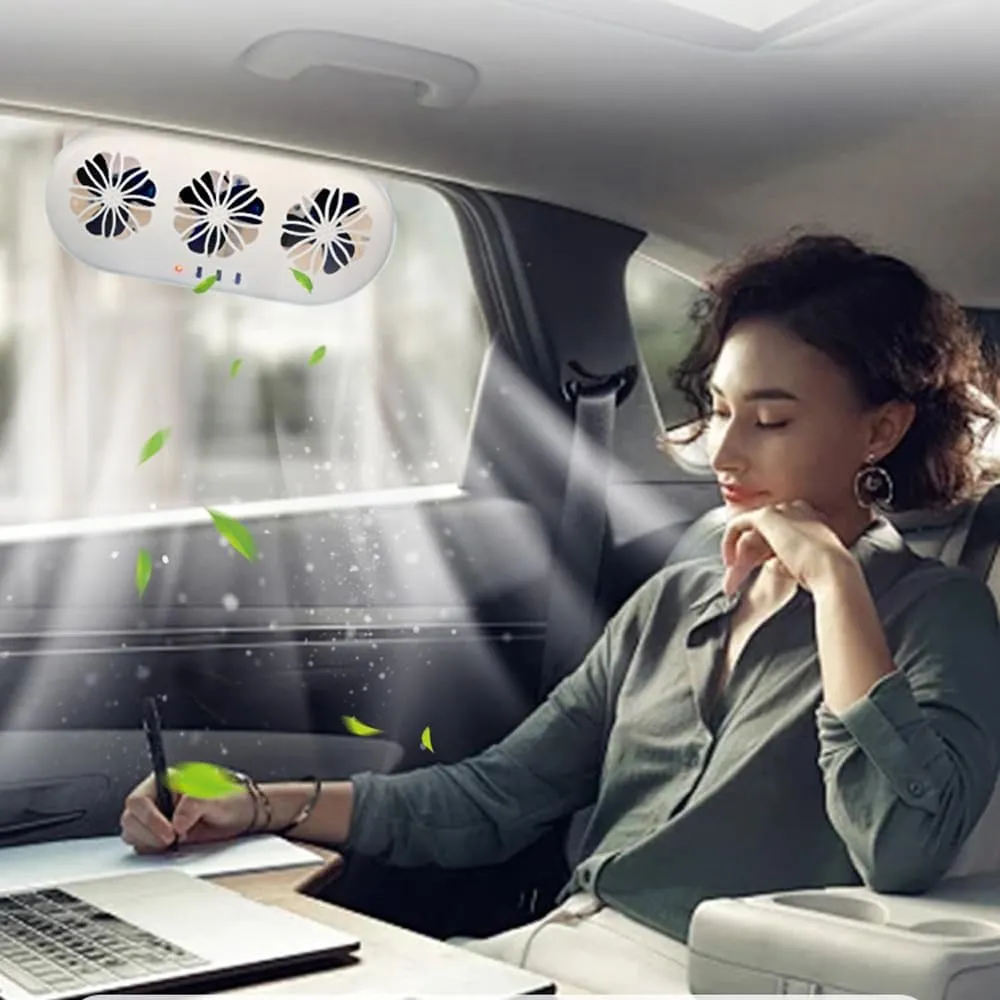 Shkalacar Car Solar Powered Window Exhaust Fan, Air Circulation Fan Ventilator Silent Air Vent Cooler Air Vent Radiator Fans for Backseat or Frontseat,Vehicle Ventilation Fan Independent Switch