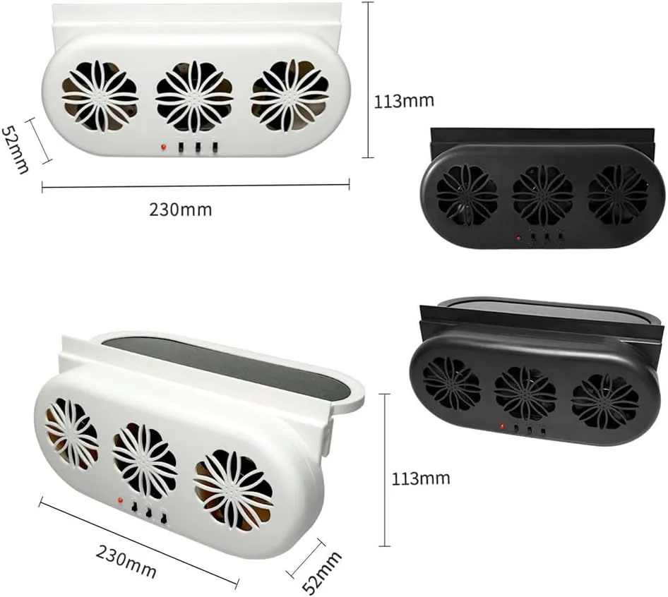 Shkalacar Car Solar Powered Window Exhaust Fan, Air Circulation Fan Ventilator Silent Air Vent Cooler Air Vent Radiator Fans for Backseat or Frontseat,Vehicle Ventilation Fan Independent Switch