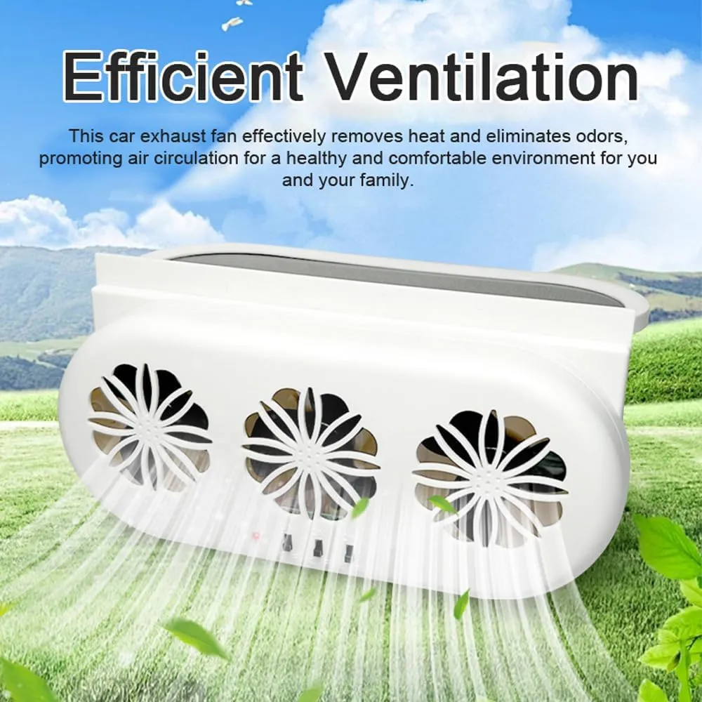 Shkalacar Car Solar Powered Window Exhaust Fan, Air Circulation Fan Ventilator Silent Air Vent Cooler Air Vent Radiator Fans for Backseat or Frontseat,Vehicle Ventilation Fan Independent Switch