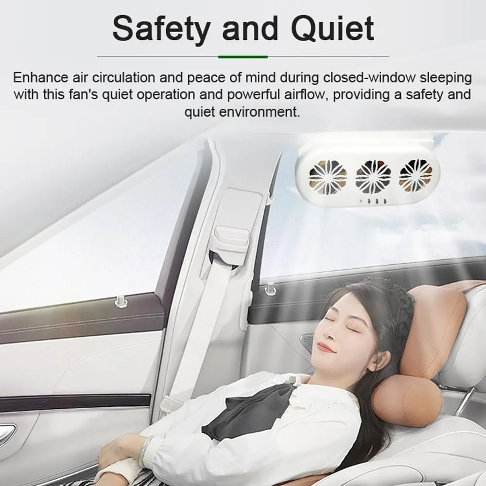 Shkalacar Car Solar Powered Window Exhaust Fan, Air Circulation Fan Ventilator Silent Air Vent Cooler Air Vent Radiator Fans for Backseat or Frontseat,Vehicle Ventilation Fan Independent Switch