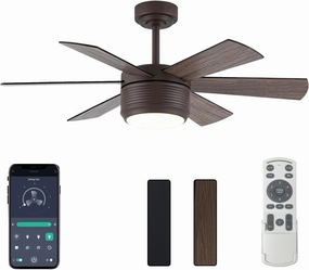 SHOWDI Ceiling Fan with Lights and Remote, 6 Blade App Control Timer Reversible Stepless Brightness and Color Temperature Outdoor Wood Ceiling Fan with Lights (Brown, 42 Inch) App-controlled remote fan for convenience