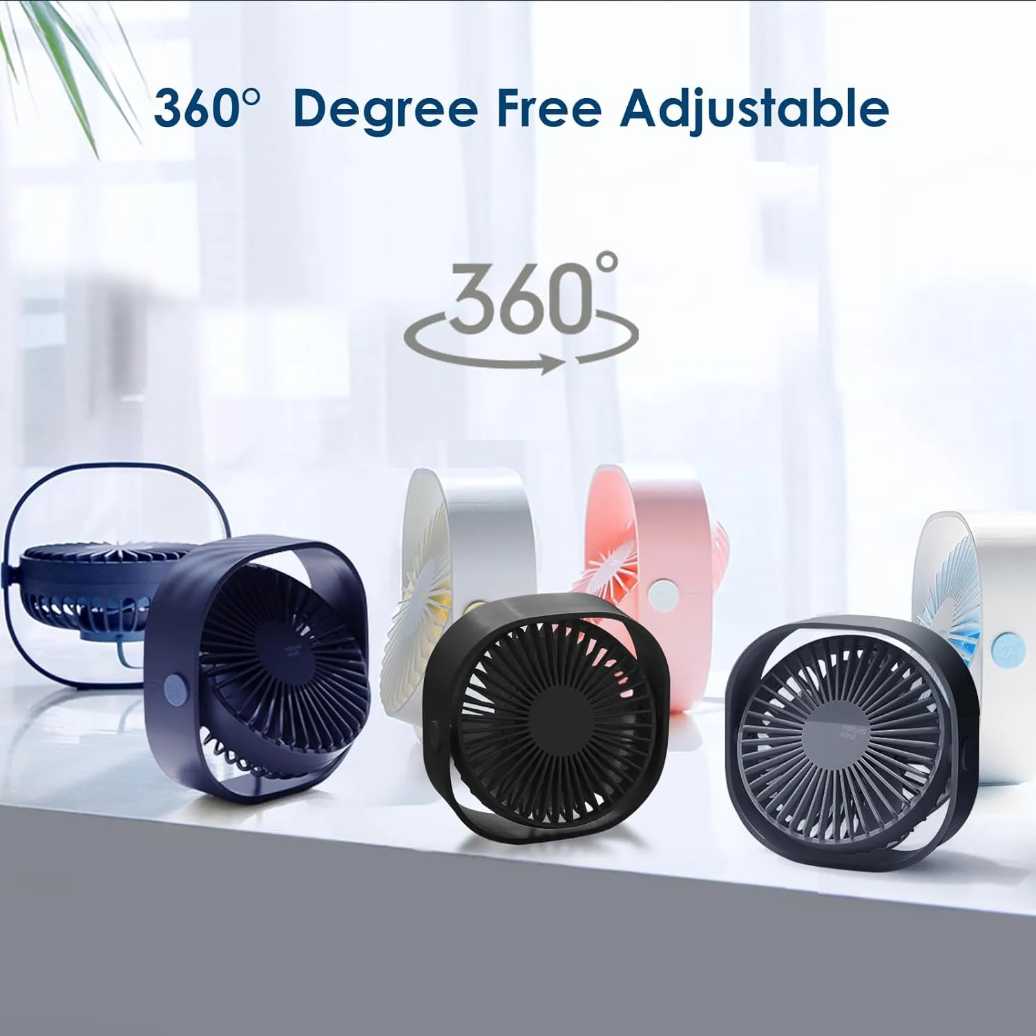 Simpeak Small USB Fan Small Quiet Portable USB Powered ONLY (No Battery), Cooling 3 Speed Setting 360 Adjustable Swivel Desktop Personal Fan for Home Office Bedroom Outdoor Travel Summer (Black)