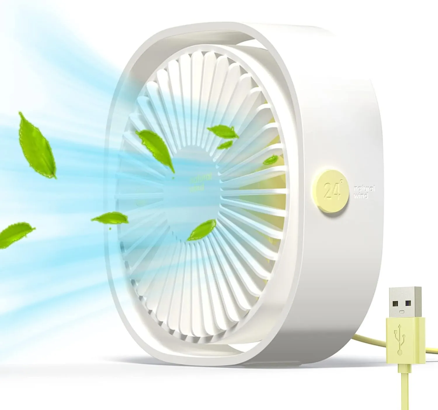 Simpeak Small USB Fan Small Quiet Portable USB Powered ONLY (No Battery), Cooling 3 Speed Setting 360 Adjustable Swivel Desktop Personal Fan for Home Office Bedroom Outdoor Travel Summer (White) USB desktop fan for workspace