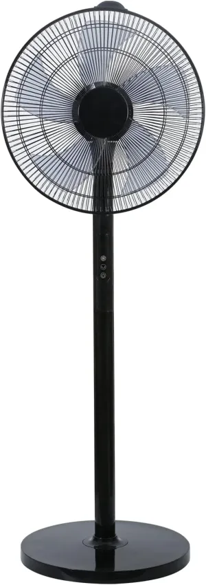 Simple Deluxe 16 Inches Stand Fan with Pedestal Base, Height Adjustable Pedestal Fan with Remote Control, Free Standing Fan with 90-Degree Oscillating 12-Speed Settings, Black Fan with safety blade design