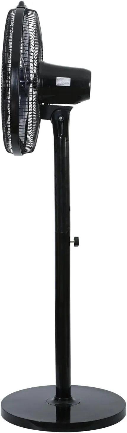 Simple Deluxe 16 Inches Stand Fan with Pedestal Base, Height Adjustable Pedestal Fan with Remote Control, Free Standing Fan with 90-Degree Oscillating 12-Speed Settings, Black