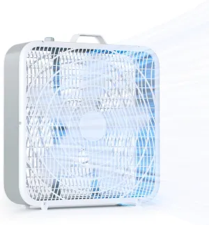 Simple Deluxe 20 Box Fan, 3-Speed Cooling with Aerodynamic Blades & Safety Grill, Easy Carry Handel for Protable, White Fan with safety blade design