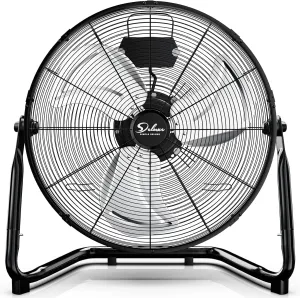 Simple Deluxe 20-Inch 3-Speed High Velocity Industrial Floor Fan, Heavy Duty Metal Design for Warehouse, Workshop, Factory, and Basement - Black, 1-Pack Fan with safety blade design