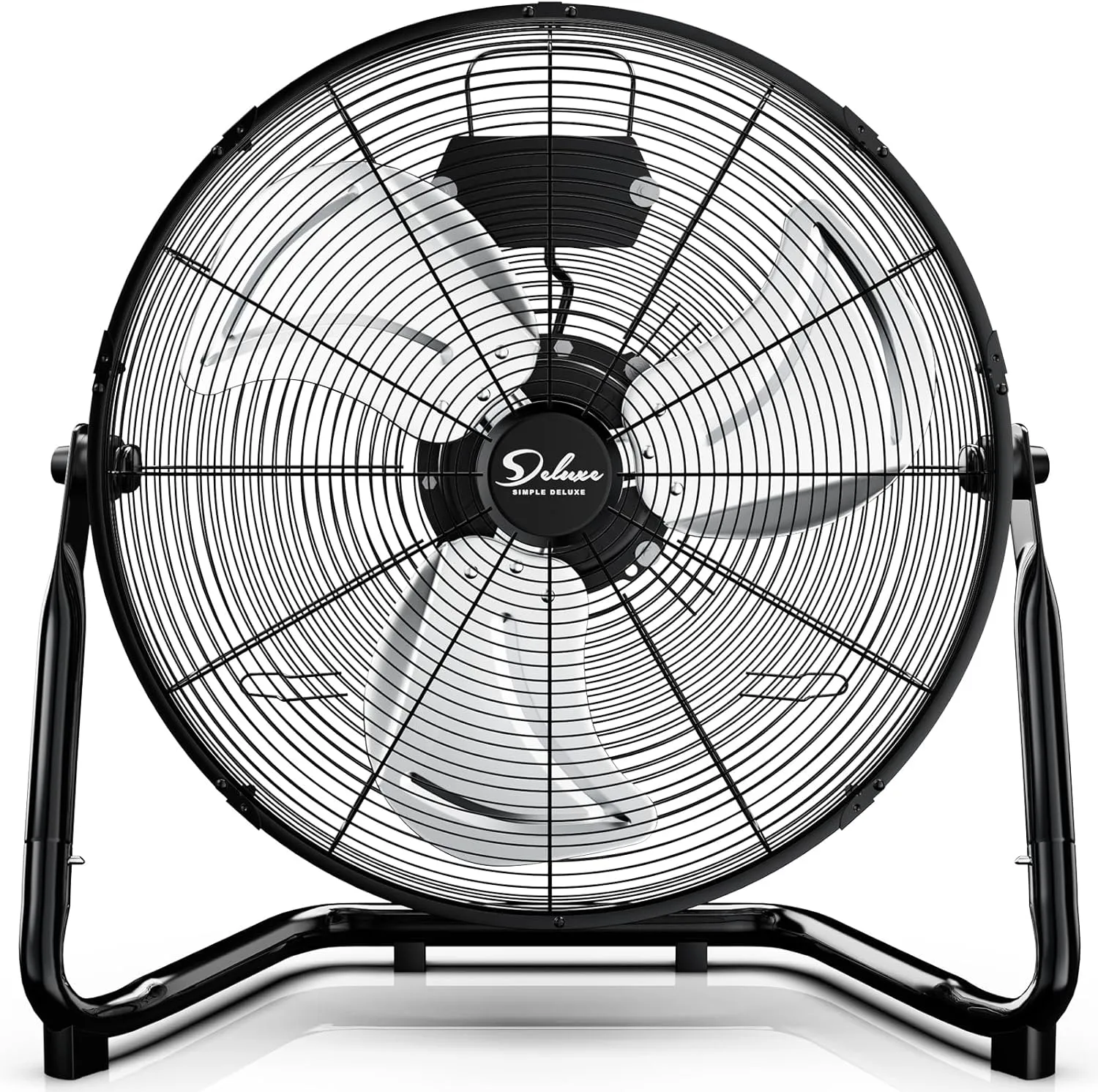 Simple Deluxe 20-Inch 3-Speed High Velocity Industrial Floor Fan, Heavy Duty Metal Design for Warehouse, Workshop, Factory, and Basement - Black, 1-Pack Fan with safety blade design