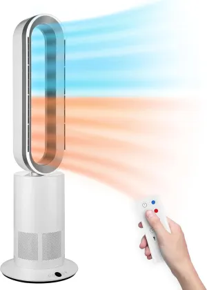 Simple Deluxe 34 Inch Bladeless Tower Fan with Remove, Heater and Fan Combo for Indoor Use, Cooling Oscillating Fan for Home Bedroom Small bladeless fan for quiet cooling