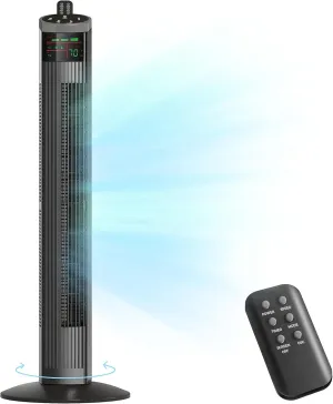 Simple Deluxe 36 Inch Oscillating Tower Fan for Bedroom, 3 Speeds Standing Fan with Remote, Quiet Cooling fan for Indoors, 15H Timing, 3 Modes,Black Tower bladeless fan for modern homes