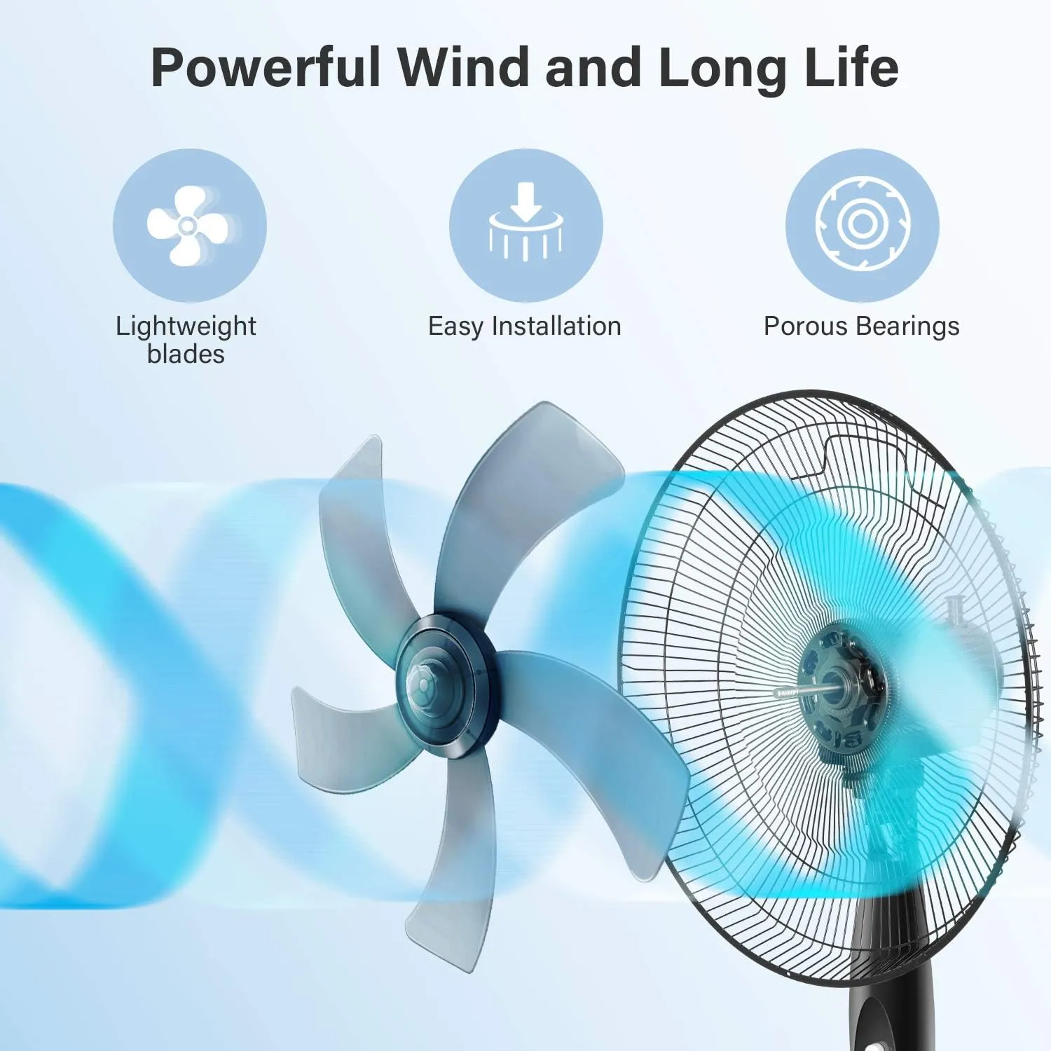 Simple Deluxe Oscillating 16'' 3 Adjustable Speed Pedestal Stand Fan for Indoor, Bedroom, Living Room, Home Office & College Dorm Use, 16 Inch, Black
