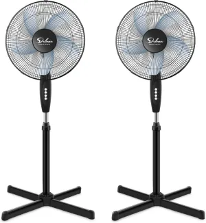 Simple Deluxe Oscillating 16 3 Adjustable Speed Pedestal Stand Fan for Indoor, Bedroom, Living Room, Home Office & College Dorm Use,Black Fan with safety blade design