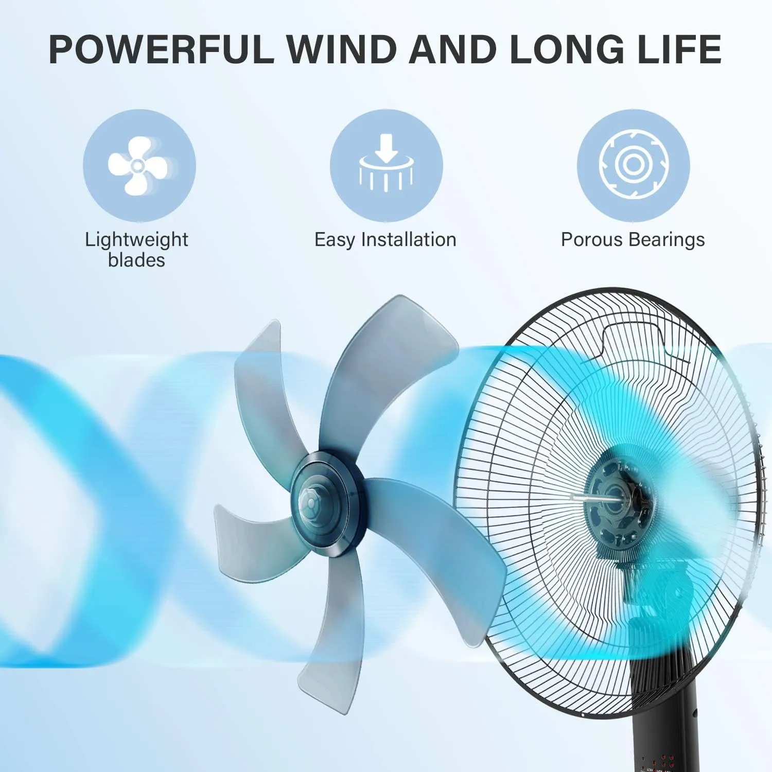 Simple Deluxe Pedestal Stand Fan with Remote Control for Indoor, Bedroom, Living Room, Home Office & College Dorm Use,3 Speed, Black, 16 Inch