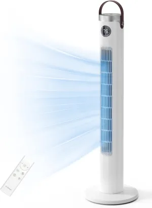 Simple Deluxe Tower Fan with Remote, 46 Inch Oscillating Fan, Bladeless Fans with 24H Timer, 3 Speeds, 3 Modes, LED Display, Cooling Standing Floor Fan for Bedroom Living Room Home Office Tower bladeless fan for modern homes