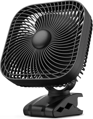 SLENPET 20000mAh Rechargeable Portable Clip on Fan, Last 78 hrs, 4 Speeds Camping Fan, Battery Operated Desk Fan with Light & Hook, 8 inch Personal Fan for Outdoor Golf Cart Stroller Camping Battery-powered portable fan