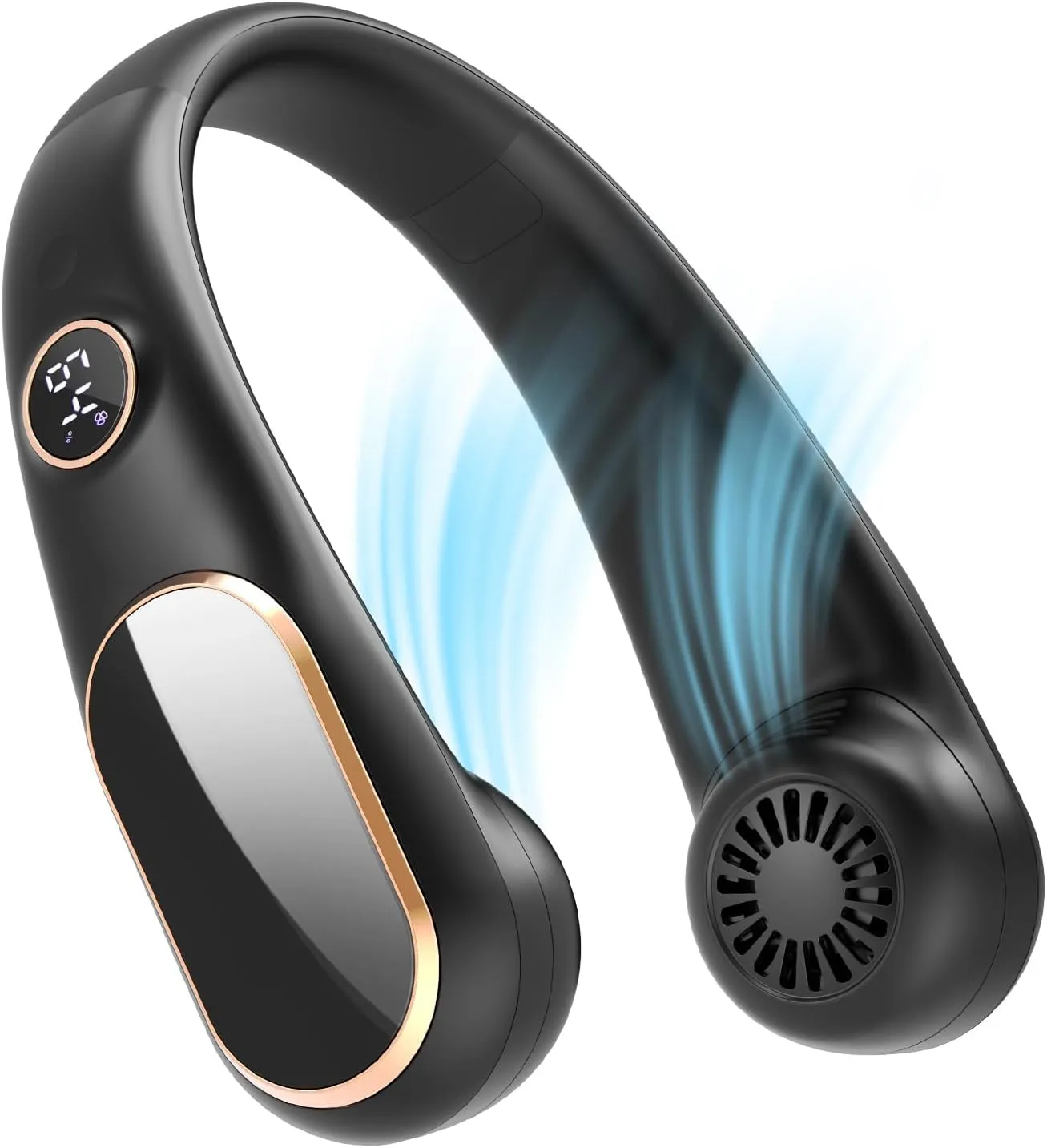 SLENPET Neck Fan, Rechargeable Personal Portable, Hands Free wearable Battery Operated 5 Speeds, USB Neck Cooling for Indoor Outdoor, Adjustable Width Fit, Digital Display, 4-12 Hours Neck fan for hands-free comfort