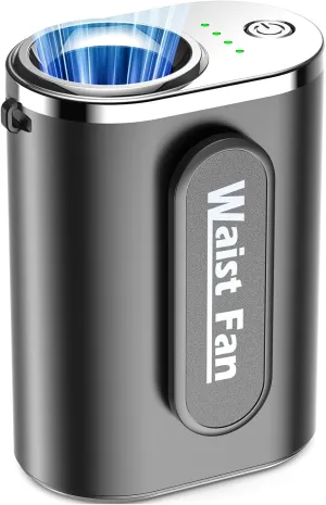 SLENPET Waist Clip Fan, 18000RPM Portable Belt with 4 Speeds, 4000mAh Battery, 0.34LBS, Max 12H Use, Type-C Charging, Rechargeable Cooling Design for Under-Shirt & Outdoor Travel Waist-mounted portable fan for outdoor use