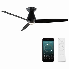 Slim Indoor/Outdoor 3-Blade 52" Smart Flush Mount Ceiling Fan with LED Light Kit and Remote Control smart ceiling fans with voice control