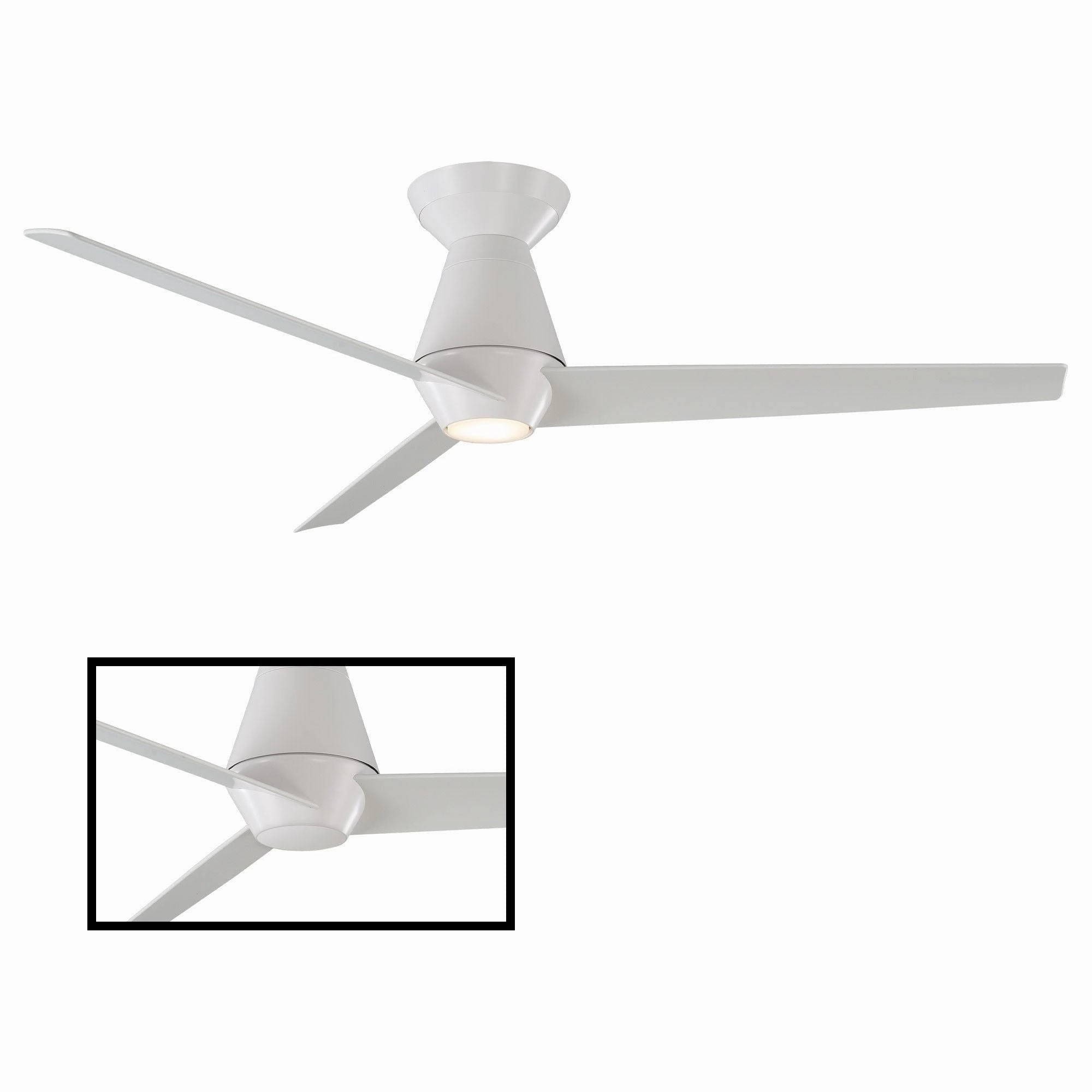 Slim Indoor/Outdoor 3-Blade 52" Smart Flush Mount Ceiling Fan with LED Light Kit and Remote Control