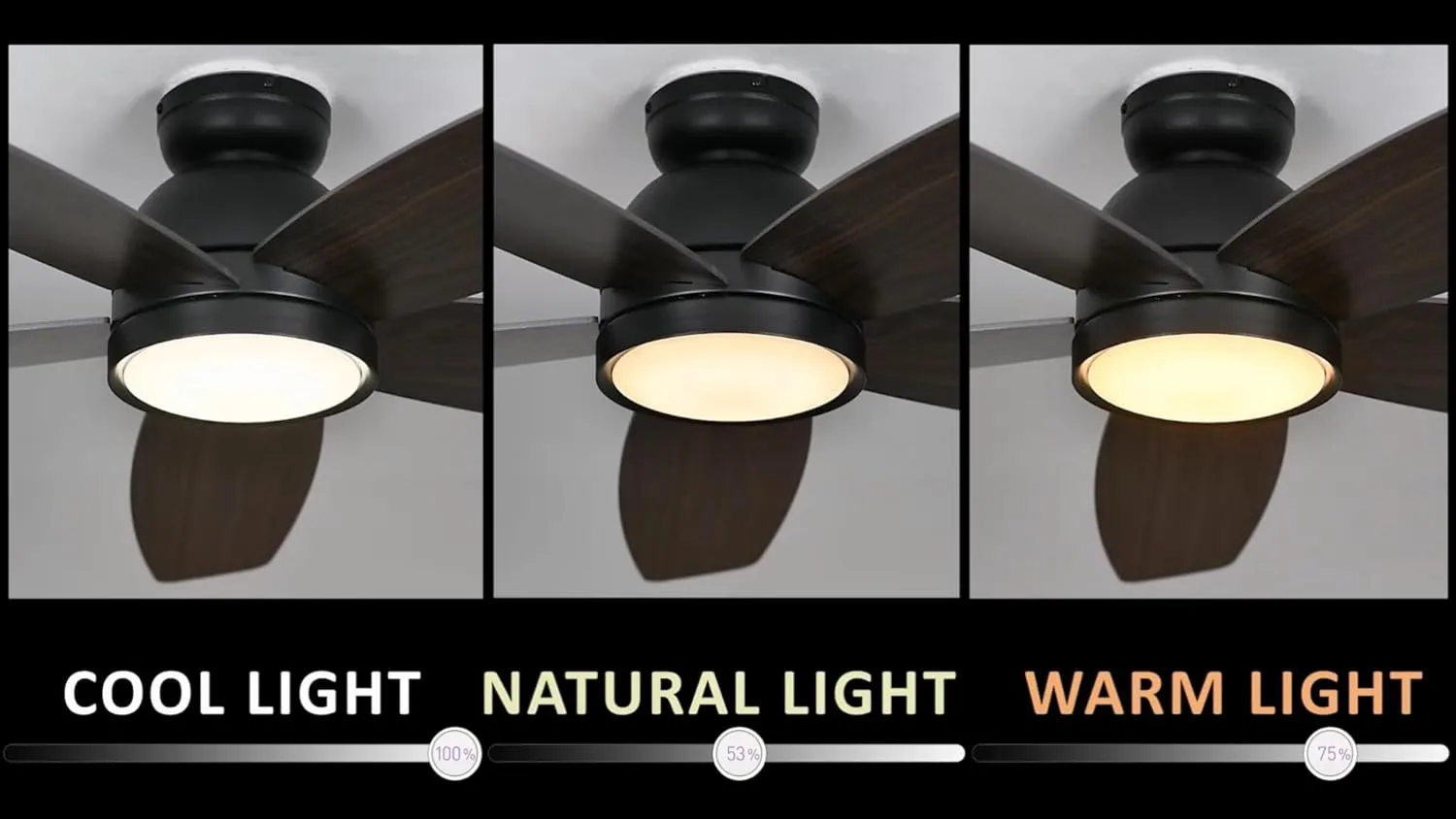 SMAAIR 52 Inch Ceiling Fans with Light and Remote,Modern Ceiling Fan with Light with Quiet Reversible DC Motor,Walnut/Light Wooden 2 Color Blades,10 Speeds,Indoor Ceiling Fan for Living Room Bedroom