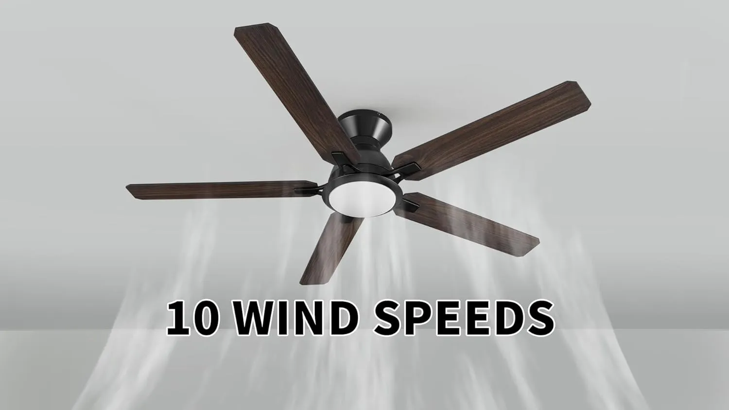 SMAAIR 52 Inch Ceiling Fans with Lights, Modern Low Profile Ceiling Fan with Remote Control, Flush Mount, 5 Blades, DC Motor, Indoor Ceiling Fan for Bedroom, Living Room, Wooden/Walnut